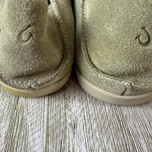 Olukai Nohea Shoes Perf Green Perforated Suede Slip-On Moc loafer Women's 8.5 - Picture 8 of 11